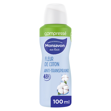 Déodorant Femme anti-transpirant Fleur de coton MONSAVON - Spray 100ml