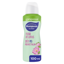 Déodorant pour femme compressé lait & fleur de lotus pierre d'alun MONSAVON, 100ml