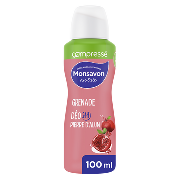 Déodorant pour femme compressé lait grenade et fleurs hibiscus pierred'alun MONSAVON, 100ml