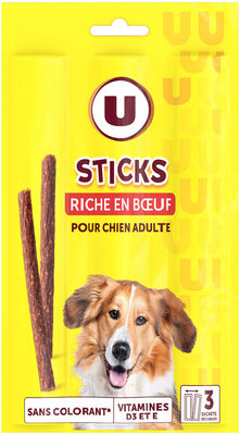 U Friandises Sticks pour chien riches en boeuf x3 33g
